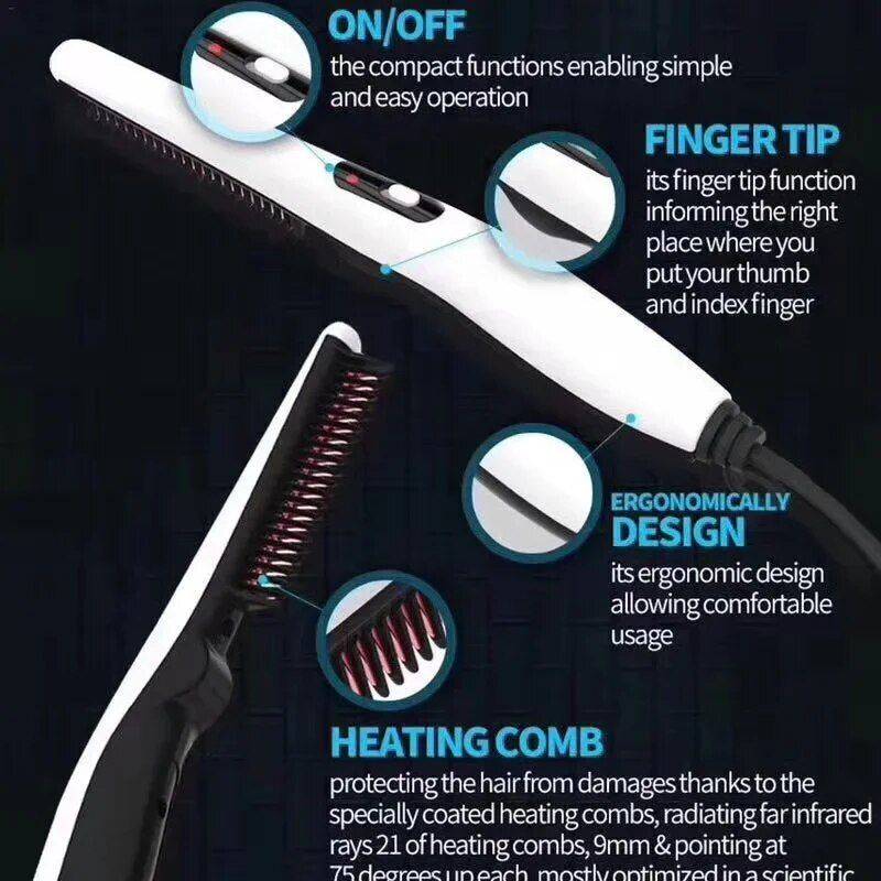 Men's Quick Styler: Electric Hair & Beard Straightening Comb Hair Care & Styling Tools Health & Beauty Color : White 