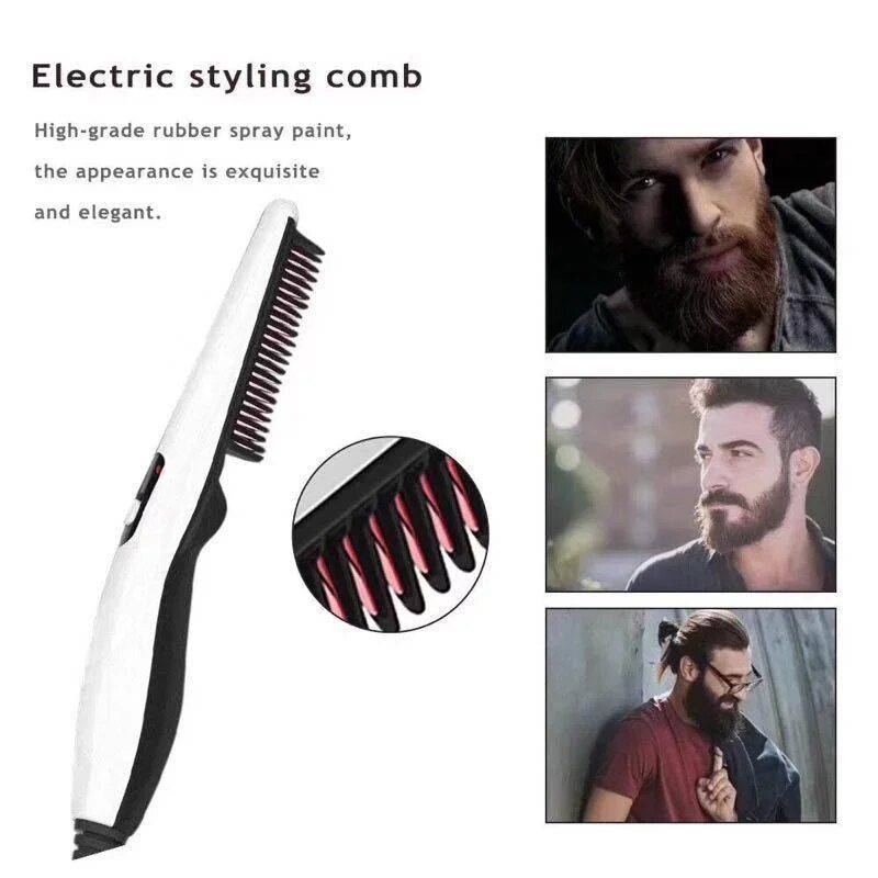 Men's Quick Styler: Electric Hair & Beard Straightening Comb Hair Care & Styling Tools Health & Beauty Color : White 