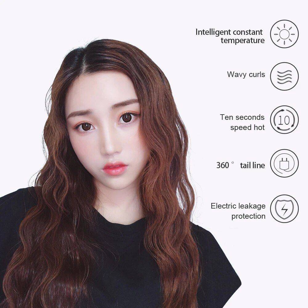 Three-Barrel Ceramic Hair Curler with LCD and Automatic Features Hair Care & Styling Tools Health & Beauty Color : 26mm-LCD display|32mm-LCD display 