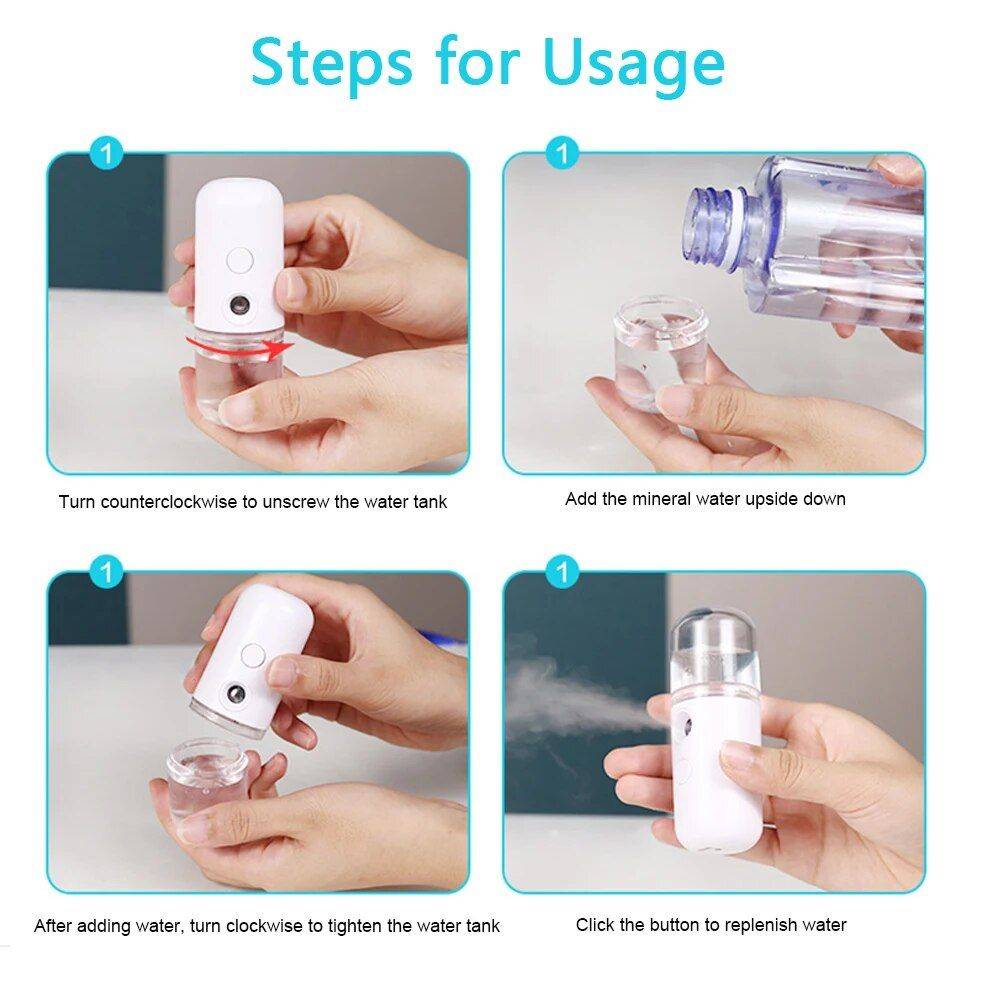 Rechargeable USB Mist Facial Sprayer & Humidifier Health & Beauty Health Care Color : white|black|blue|pink 