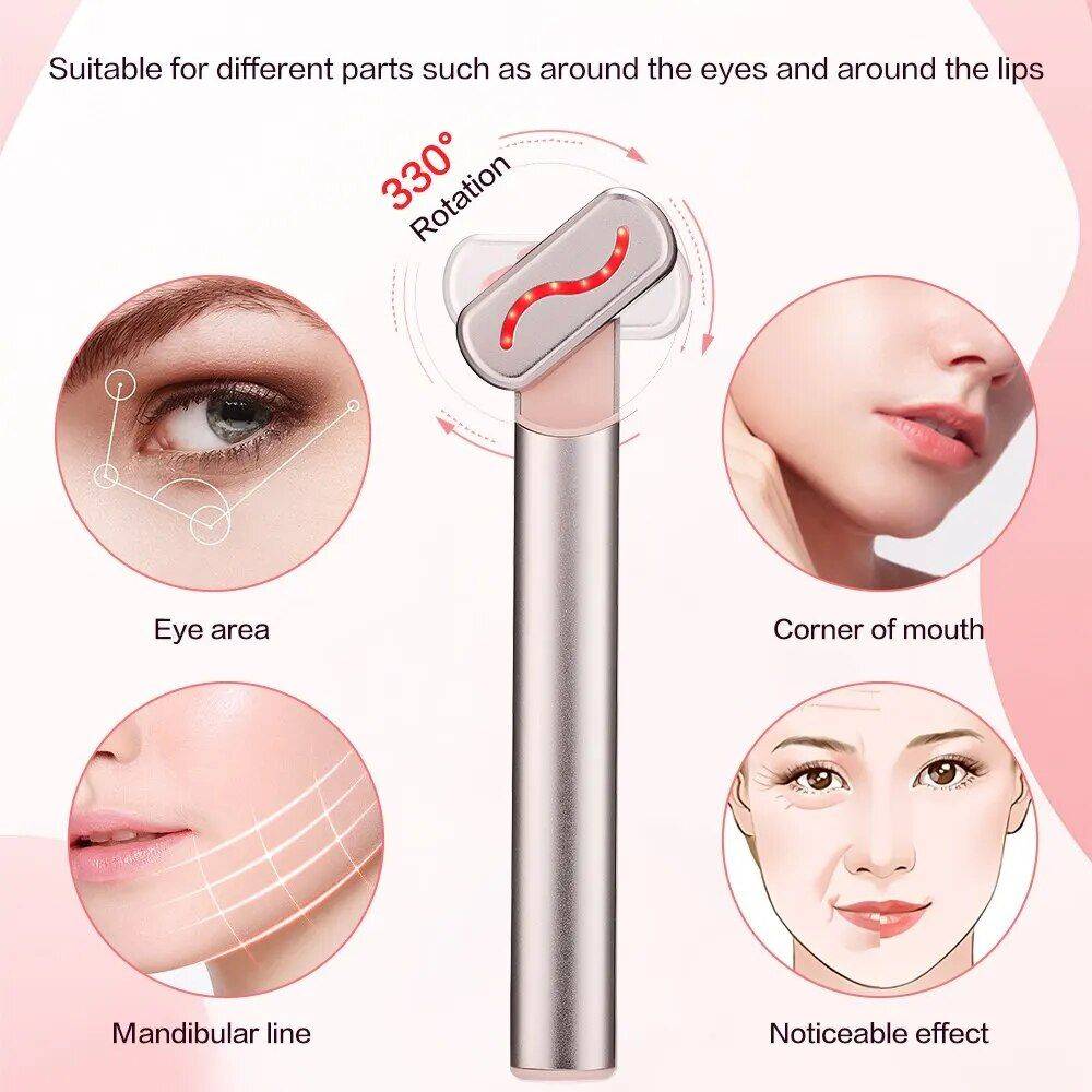 Microcurrent Eye Massager: Vibration, Red Light Therapy & Temperature-Controlled Stick Health & Beauty Health Care Color : Rose Gold 