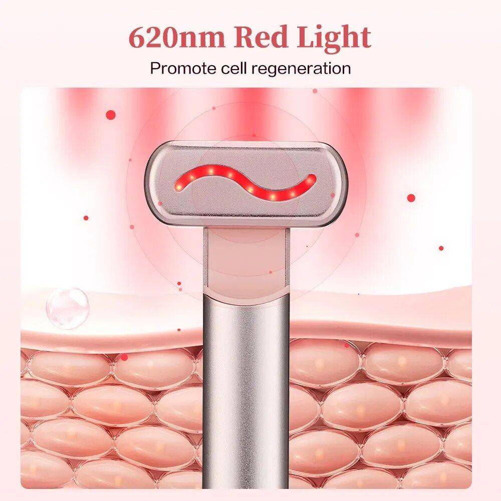 Microcurrent Eye Massager: Vibration, Red Light Therapy & Temperature-Controlled Stick Health & Beauty Health Care Color : Rose Gold 