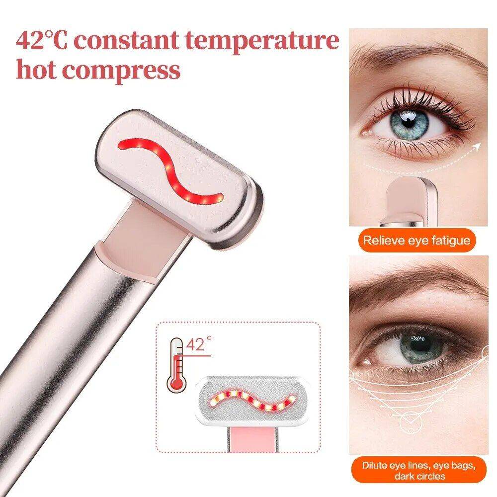 Microcurrent Eye Massager: Vibration, Red Light Therapy & Temperature-Controlled Stick Health & Beauty Health Care Color : Rose Gold 