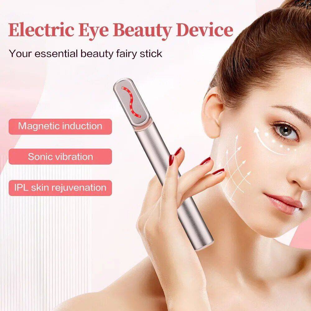 Microcurrent Eye Massager: Vibration, Red Light Therapy & Temperature-Controlled Stick Health & Beauty Health Care Color : Rose Gold 