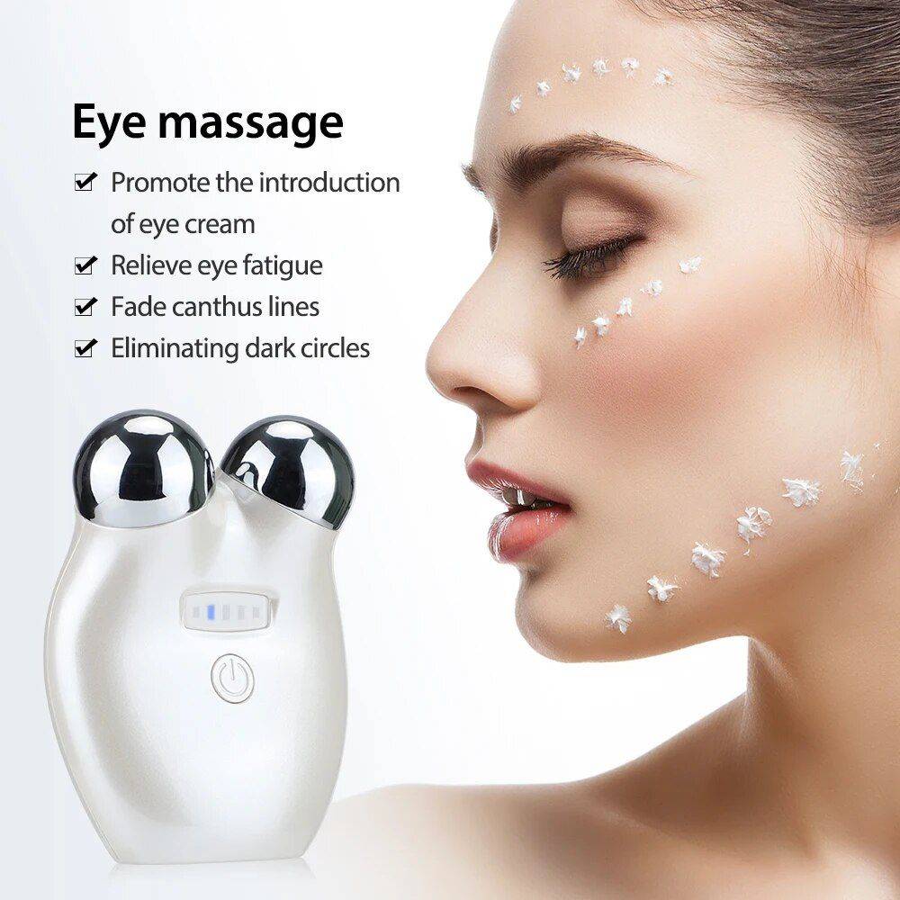 3D Microcurrent Face Roller: Skin Rejuvenation & Lifting Massager Health & Beauty Health Care Color : White 