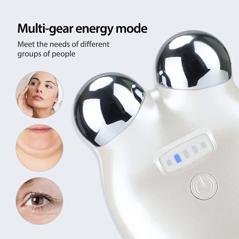 3D Microcurrent Face Roller: Skin Rejuvenation & Lifting Massager Health & Beauty Health Care Color : White 