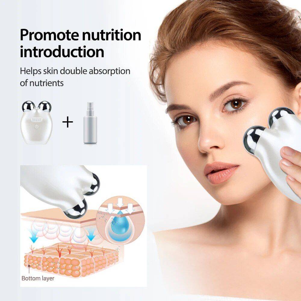 3D Microcurrent Face Roller: Skin Rejuvenation & Lifting Massager Health & Beauty Health Care Color : White 