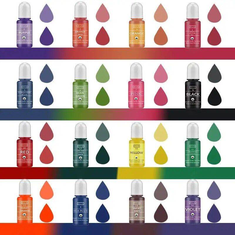 Vibrant Candle & Soap Dye Kit - 16 Color Liquid Colorant Set for DIY Crafts Health & Beauty Health Care Type : 16 colors for candle 