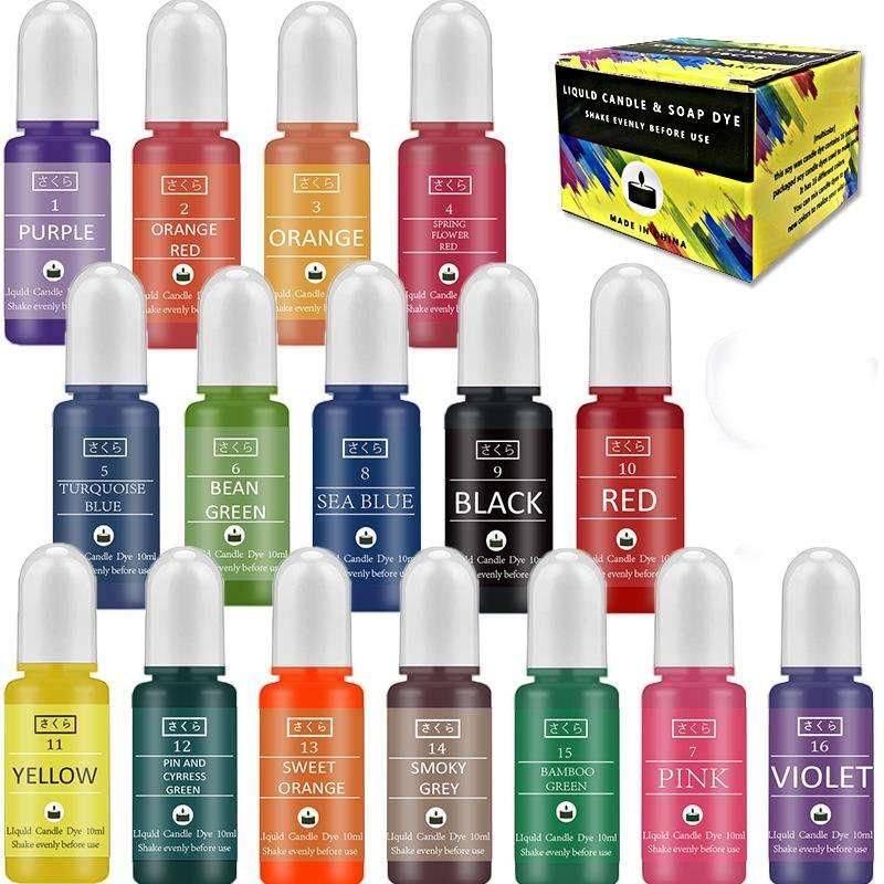 Vibrant Candle & Soap Dye Kit - 16 Color Liquid Colorant Set for DIY Crafts Health & Beauty Health Care Type : 16 colors for candle 