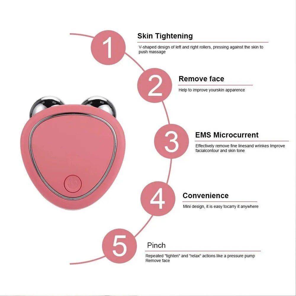 Non-Surgical Face Lifting & Skin Tightening Microcurrent Massager Set Health & Beauty Health Care Color : White|Pink 