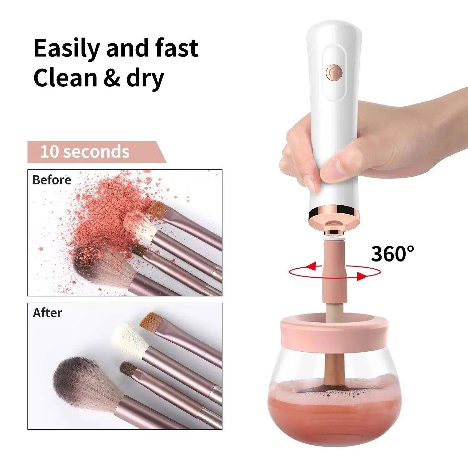 Electric Makeup Brush Cleaner and Dryer - Quick, Easy, and Effective Cleaning for Your Brushes Health & Beauty Makeup Handle Color : Pink 