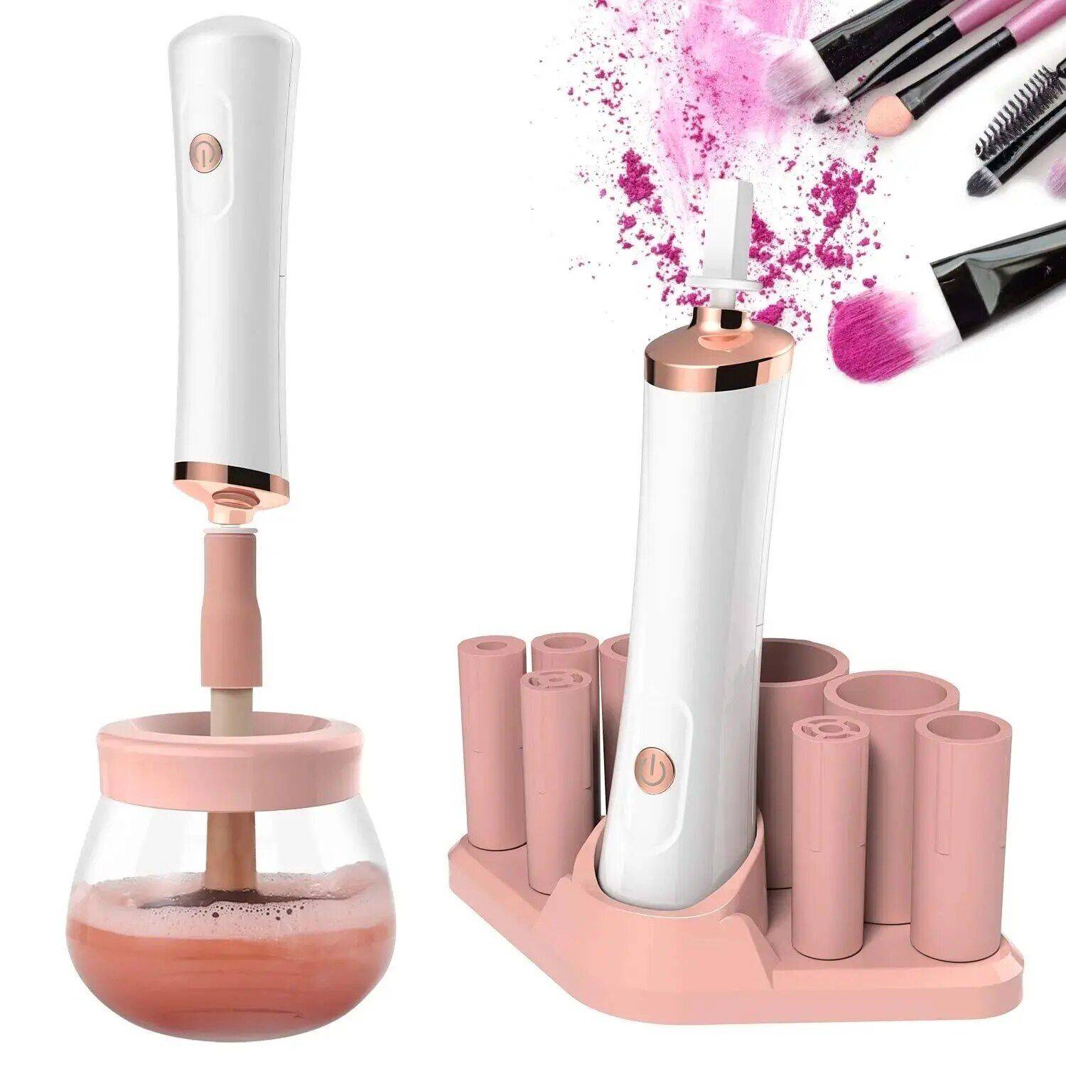 Electric Makeup Brush Cleaner and Dryer - Quick, Easy, and Effective Cleaning for Your Brushes Health & Beauty Makeup Handle Color: Pink 