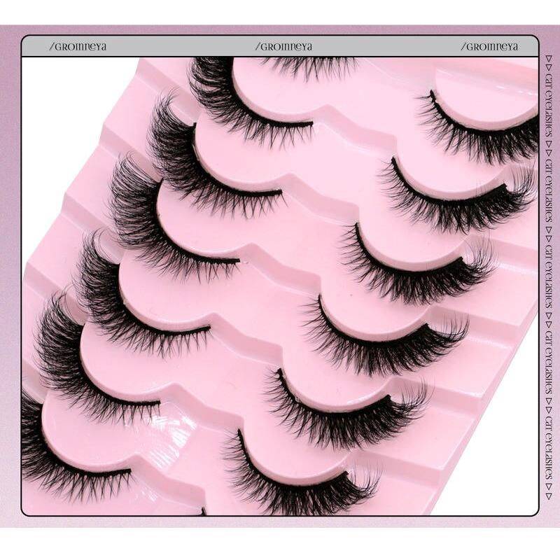 Natural Long Cat Eye Faux Mink Eyelashes - Winged End, Full Strip, Handmade Health & Beauty Makeup Color : 7pairs-QX01|7pairs-QX02|7pairs-QX03|7pairs-QX04|7pairs-QX05|5pairs-TX01|5pairs-TX02 