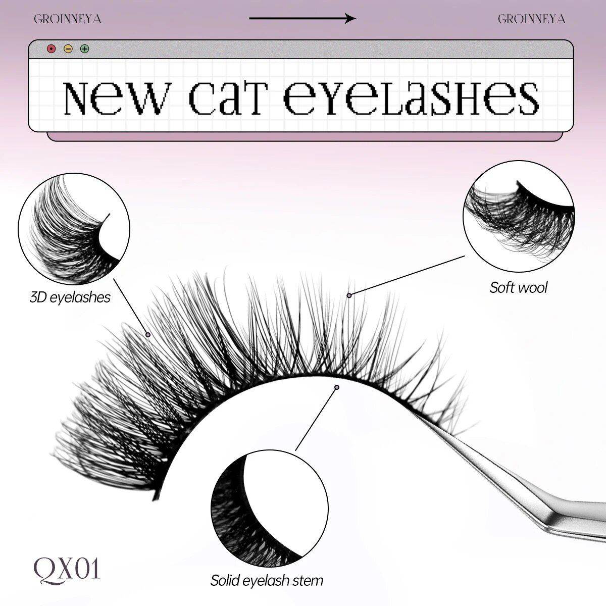 Natural Long Cat Eye Faux Mink Eyelashes - Winged End, Full Strip, Handmade Health & Beauty Makeup Color : 7pairs-QX01|7pairs-QX02|7pairs-QX03|7pairs-QX04|7pairs-QX05|5pairs-TX01|5pairs-TX02 