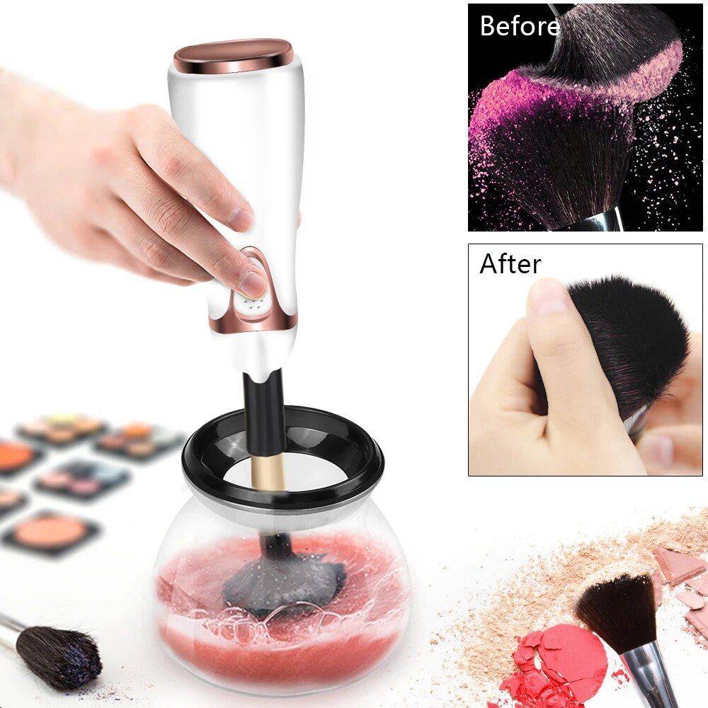 Fast and Efficient Automatic Makeup Brush Cleaner and Dryer Health & Beauty Makeup Type : Black (Batteries)|White (Batteries) 