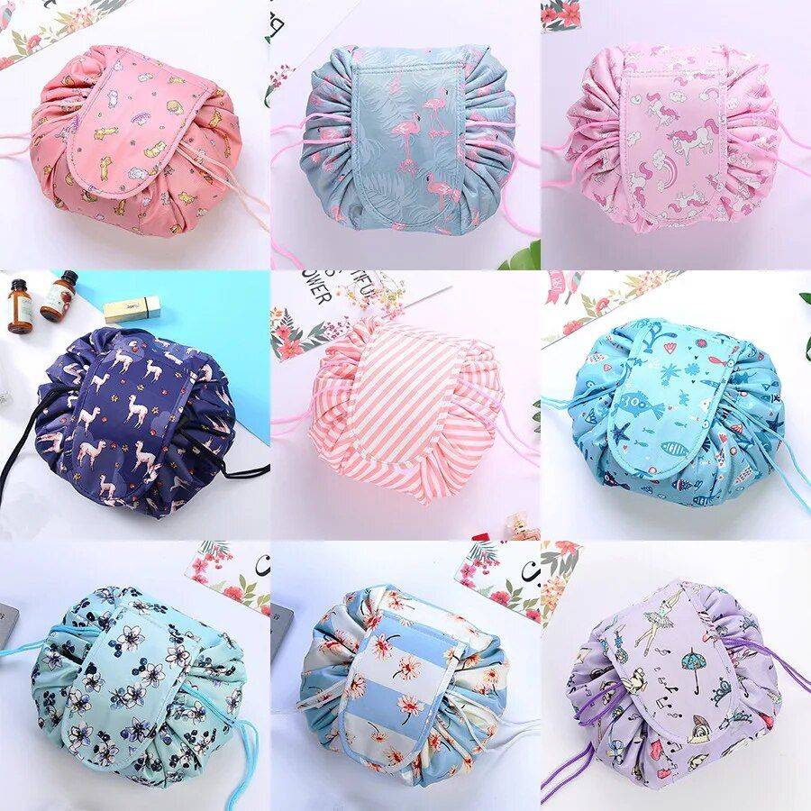 Portable & Waterproof Drawstring Cosmetic Bag - Multifunctional Travel Makeup Organizer Health & Beauty Makeup Color : S Light Pink|U Light Gray|V Navy Blue|W Dark Gray|B Black 