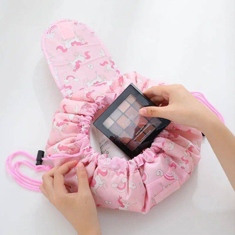 Portable & Waterproof Drawstring Cosmetic Bag - Multifunctional Travel Makeup Organizer Health & Beauty Makeup Color : S Light Pink|U Light Gray|V Navy Blue|W Dark Gray|B Black 