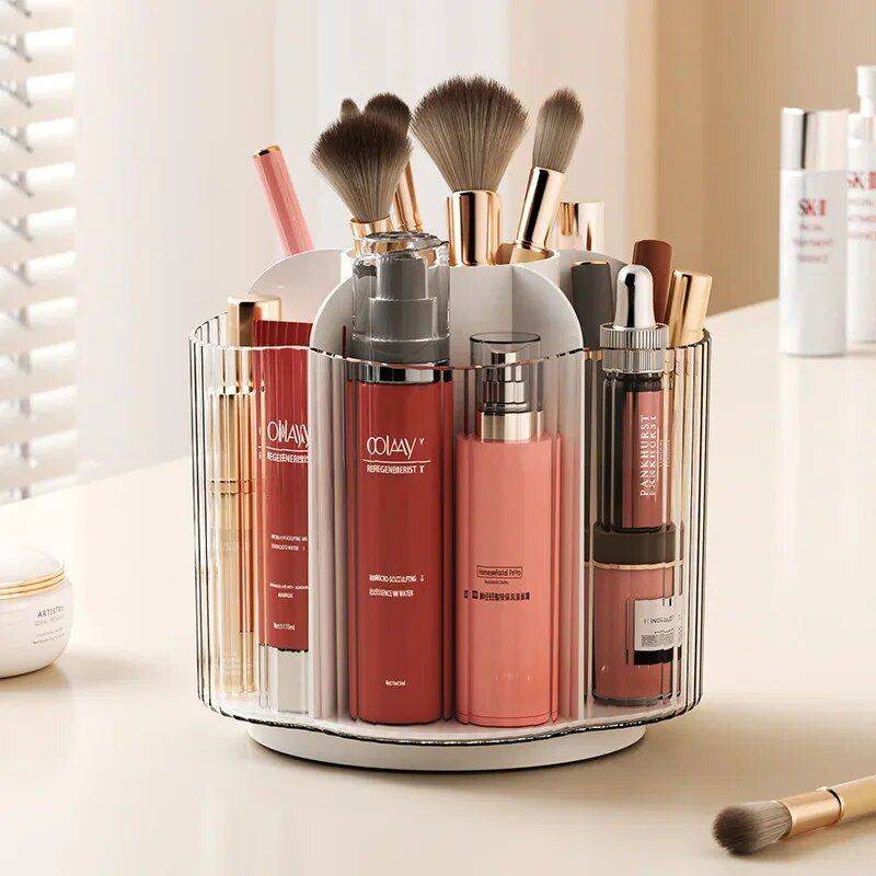 360° Rotating Dustproof Cosmetic Organizer - Makeup and Accessory Storage Solution Best Sellers Health & Beauty Makeup Color : White|Black 