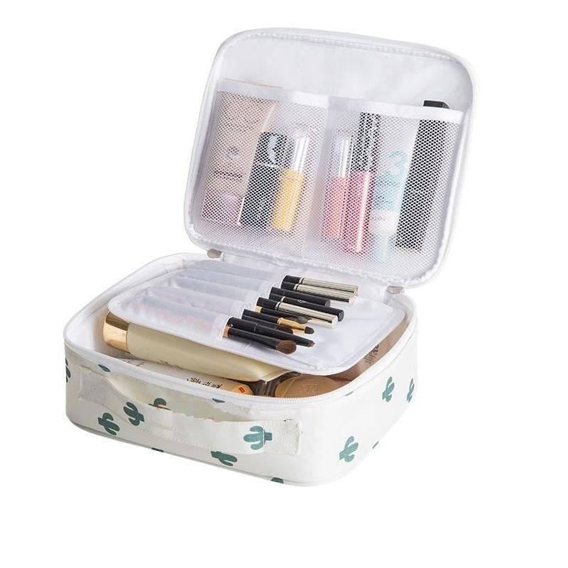 Waterproof Travel Cosmetic Organizer - Compact Toiletry Storage Case for Women Health & Beauty Makeup Color : Flamingo|Leopard|White|Pink Article|Rose Flower|Blue Flower|Pink Flower|Dark Blue Flower|Pink Point|Blue Point|Pink Cherry|Blue Cherry|Purple Cherry|Wine Red|Pink|Deep Blue|Gray|Orange 