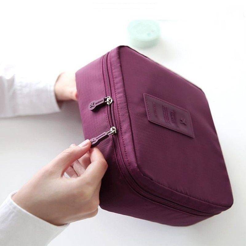 Waterproof Travel Cosmetic Organizer - Compact Toiletry Storage Case for Women Health & Beauty Makeup Color : Flamingo|Leopard|White|Pink Article|Rose Flower|Blue Flower|Pink Flower|Dark Blue Flower|Pink Point|Blue Point|Pink Cherry|Blue Cherry|Purple Cherry|Wine Red|Pink|Deep Blue|Gray|Orange 