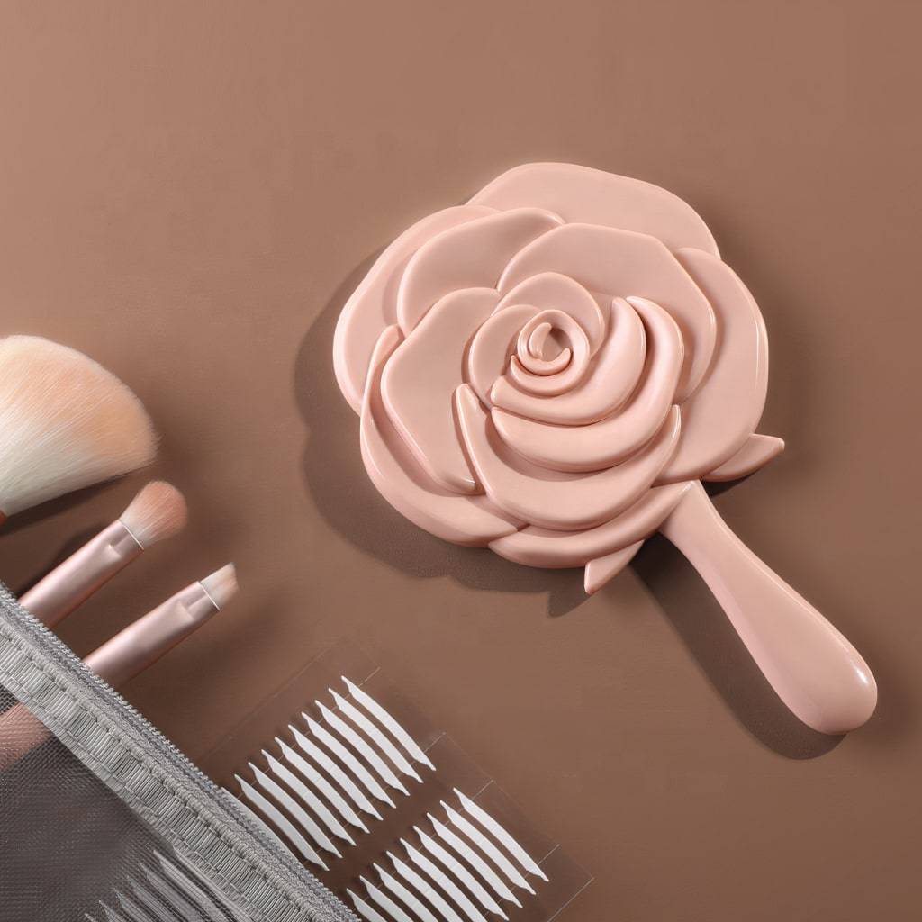 Rose Pink Handheld Mirror Health & Beauty Makeup  