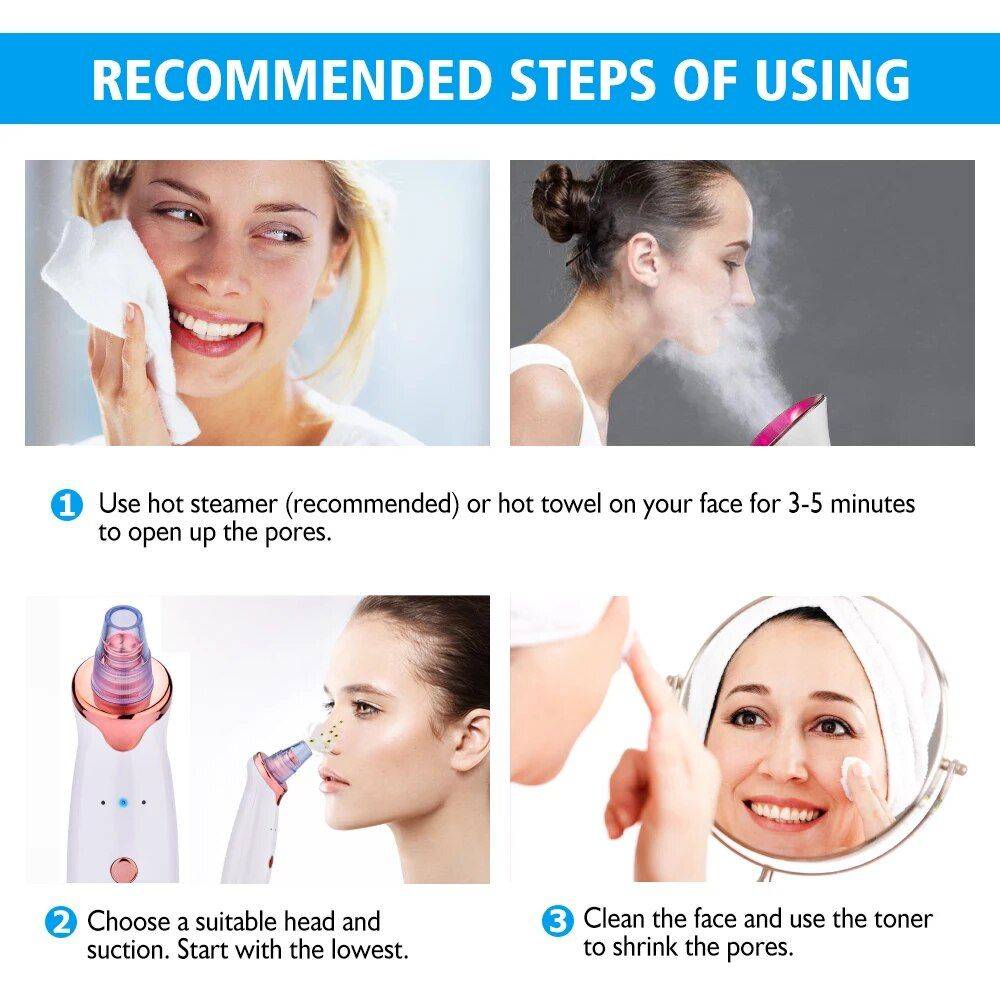 Electric Facial Vacuum Blackhead & Acne Remover with Deep Pore Cleaning Tools Health & Beauty Skin Care  