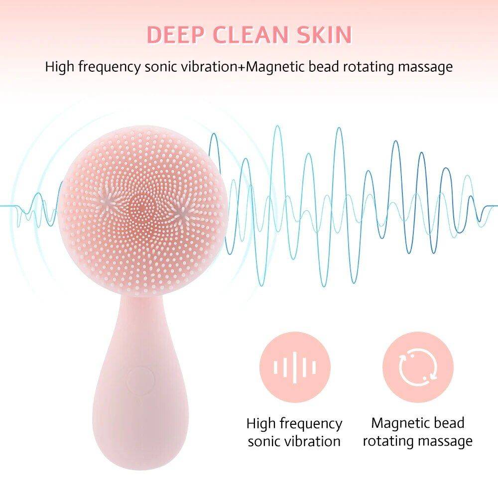 Electric Silicone Facial Cleansing & Massage Brush with Magnetic Charging Best Sellers Health & Beauty Skin Care Color : Pink 