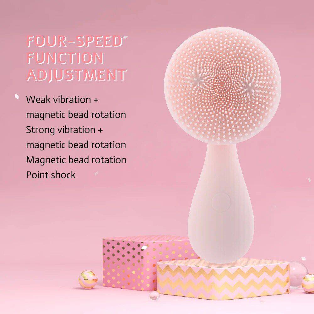 Electric Silicone Facial Cleansing & Massage Brush with Magnetic Charging Best Sellers Health & Beauty Skin Care Color : Pink 