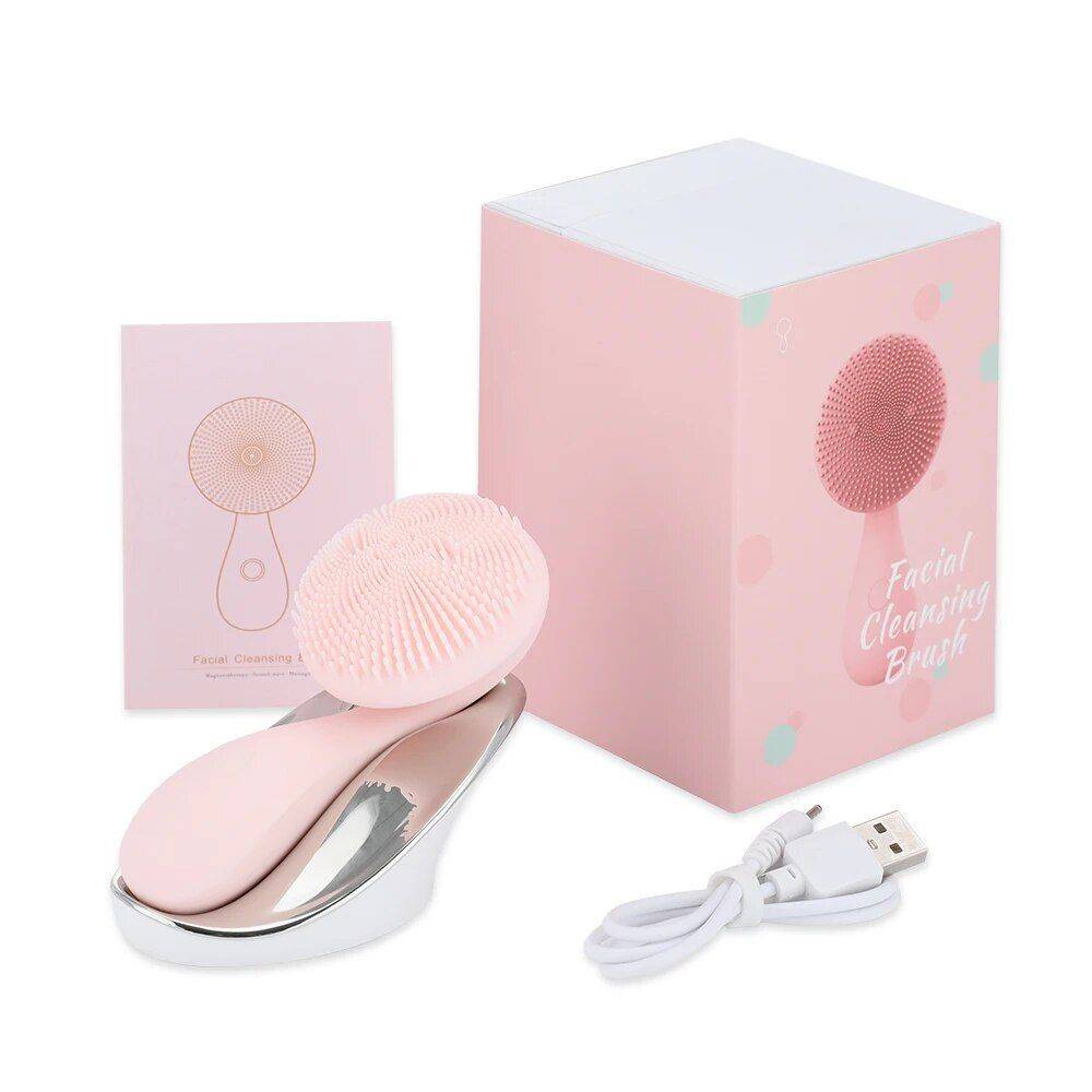 Electric Silicone Facial Cleansing & Massage Brush with Magnetic Charging Best Sellers Health & Beauty Skin Care Color : Pink 