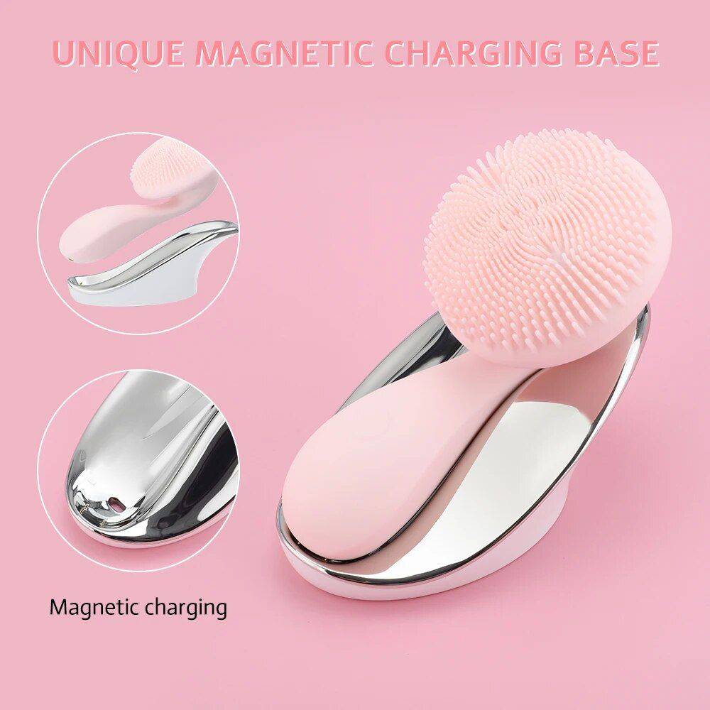 Electric Silicone Facial Cleansing & Massage Brush with Magnetic Charging Best Sellers Health & Beauty Skin Care Color : Pink 