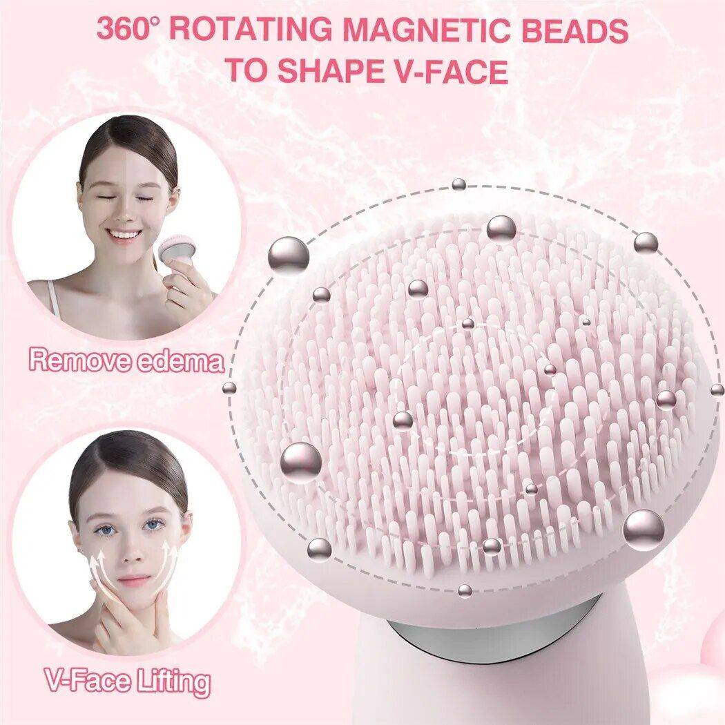 Rechargeable Silicone Facial Cleanser with V-Face Lifting & Tightening Features Health & Beauty Skin Care Color : Pink 