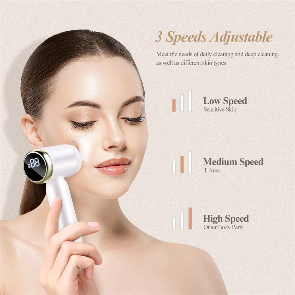 6-in-1 Ultrasonic Facial Cleanser: Electric Auto-Rotating & Waterproof Brush for Deep Pore Cleaning Health & Beauty Skin Care Color : Pink|Green|Purple|White 