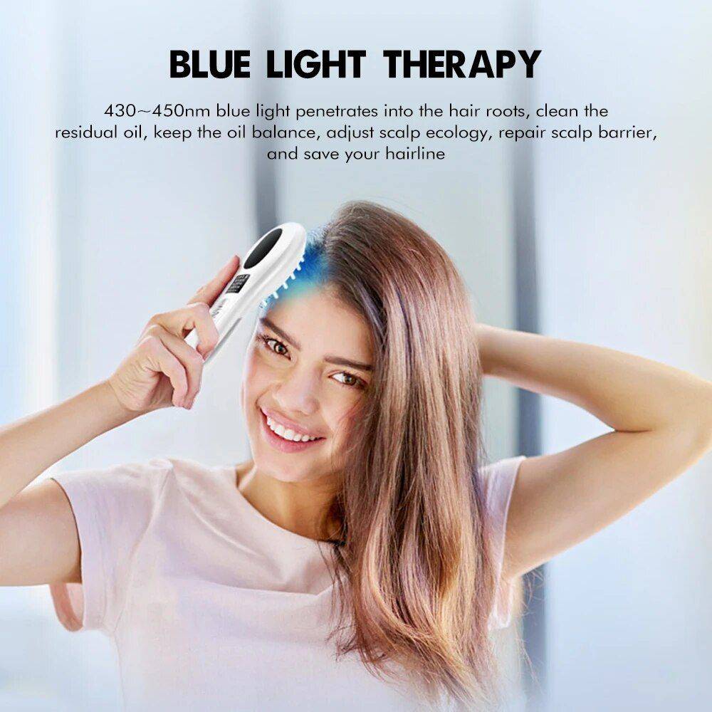 Electric Hair Growth and Scalp Health Massage Comb with Red/Blue Light Therapy Beauty Gadgets & Tools Gadgets Color : White 