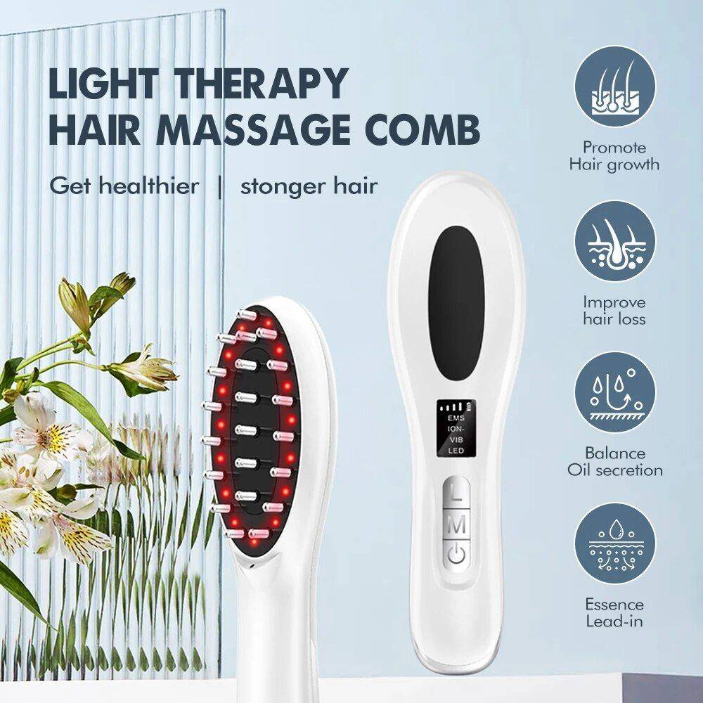 Electric Hair Growth and Scalp Health Massage Comb with Red/Blue Light Therapy Beauty Gadgets & Tools Gadgets Color : White 