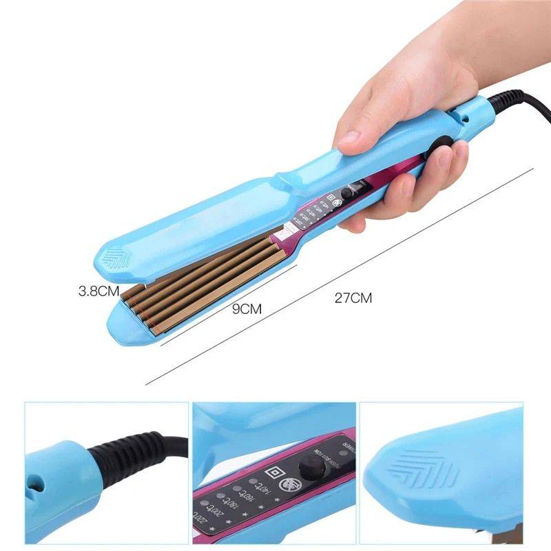 3-Barrel Ceramic Hair Crimper & Curling Iron Beauty Gadgets & Tools Gadgets Color : Type 2 Pink|Type 2 Blue|Type 2 Orange 