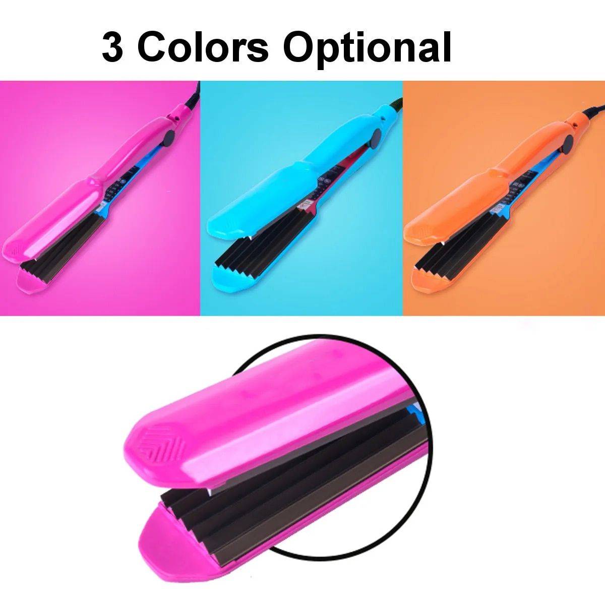 3-Barrel Ceramic Hair Crimper & Curling Iron Beauty Gadgets & Tools Gadgets Color : Type 2 Pink|Type 2 Blue|Type 2 Orange 