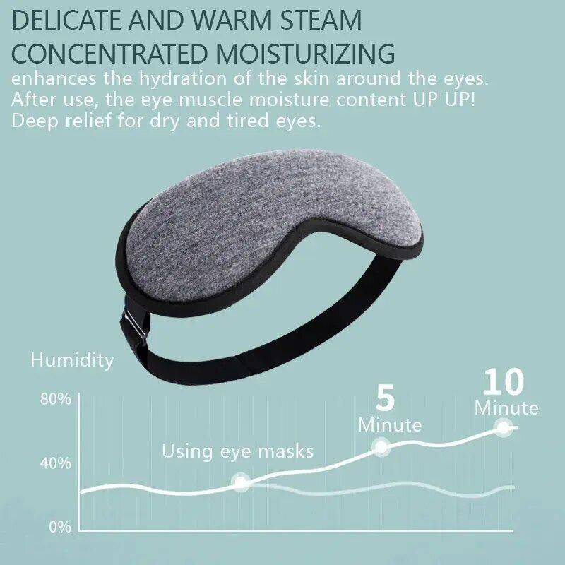 USB Rechargeable 3D Steam Heated Eye Mask for Relaxation & Fatigue Relief Beauty Gadgets & Tools Gadgets Color : Gray 