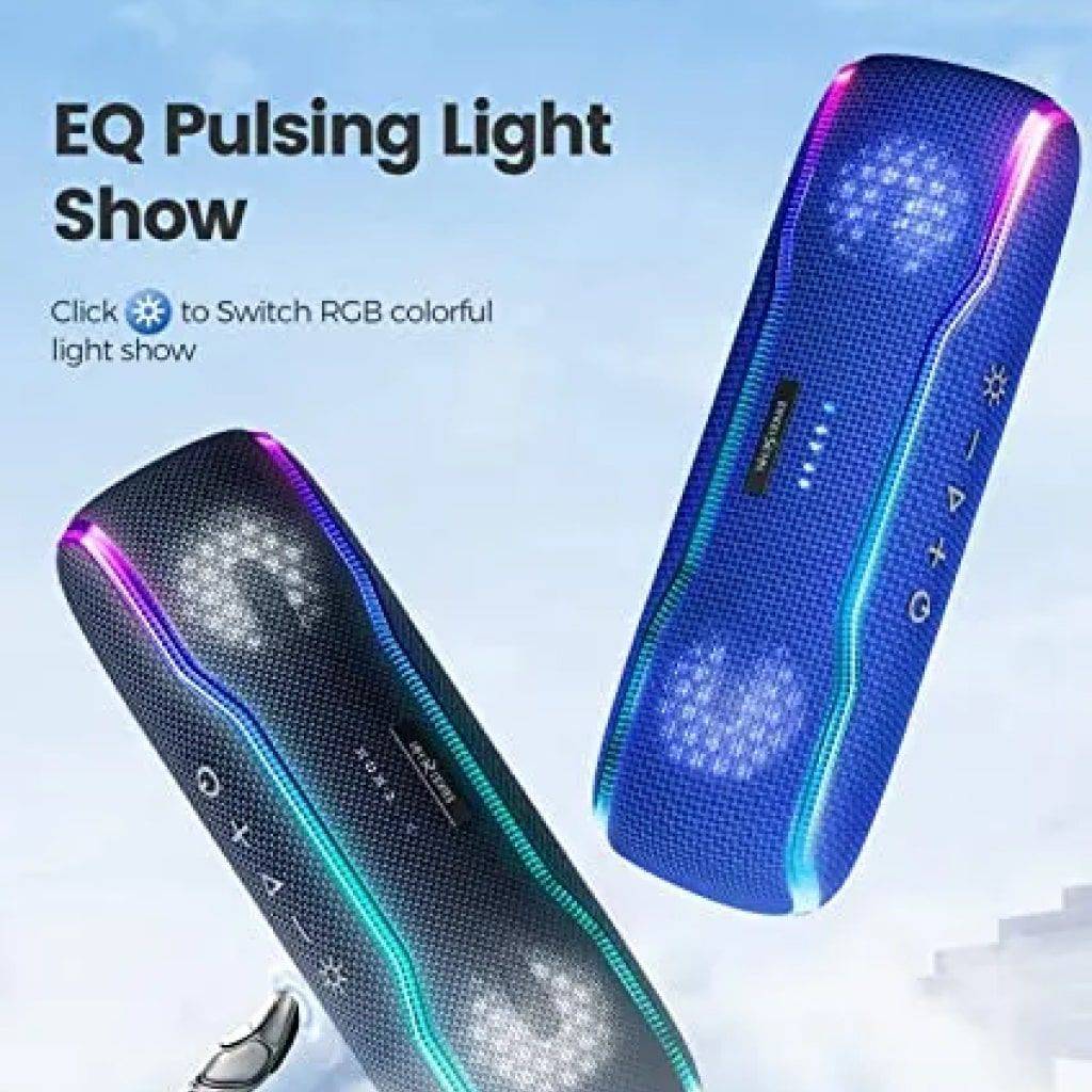 Portable 25W IPX7 Bluetooth Speaker with Colorful Pulse Light & 24H Playtime Bluetooth Speakers Gadgets Color : Blue 