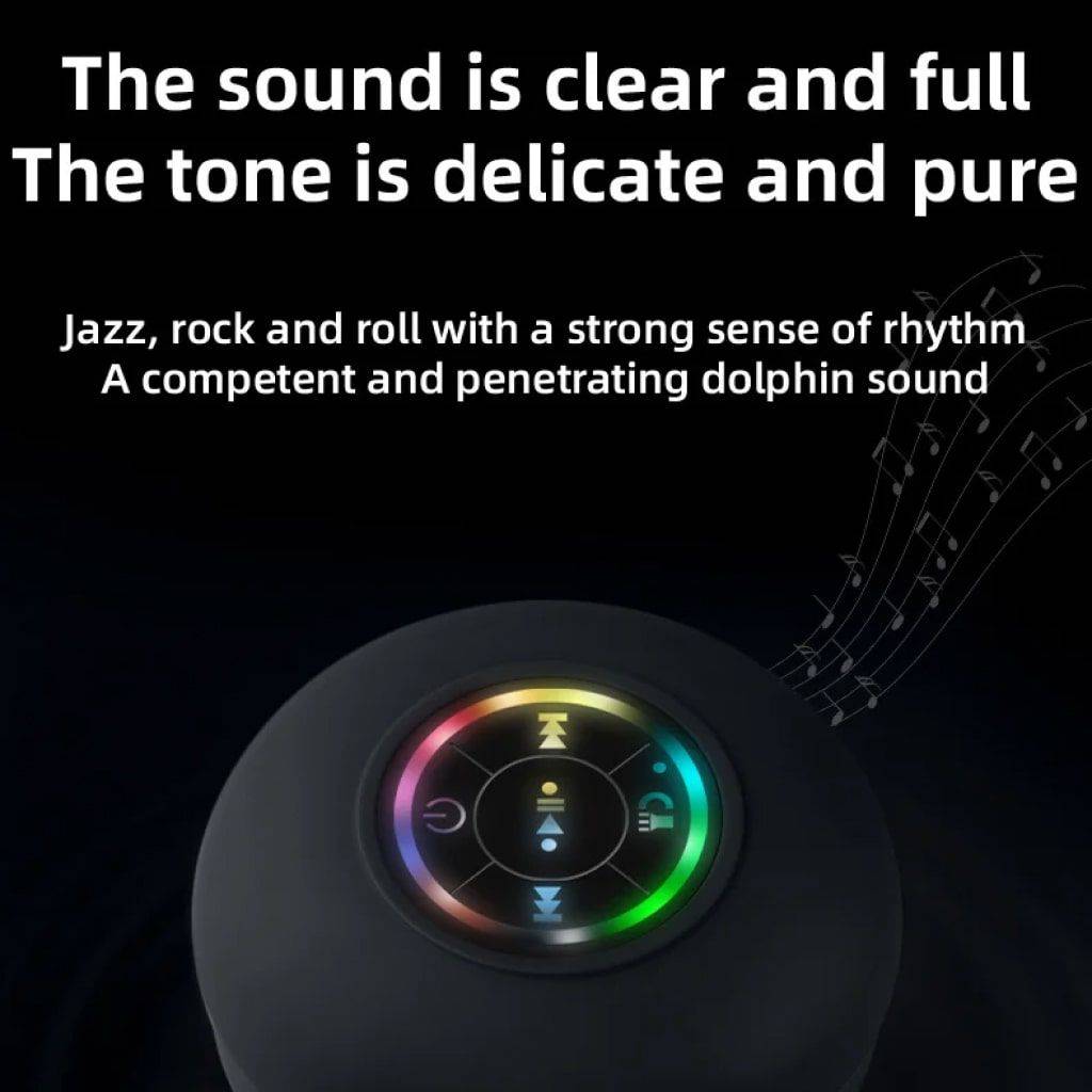 Waterproof Bluetooth Shower Speaker with LED Lights & 3D Surround Sound Bluetooth Speakers Gadgets Color : Black 