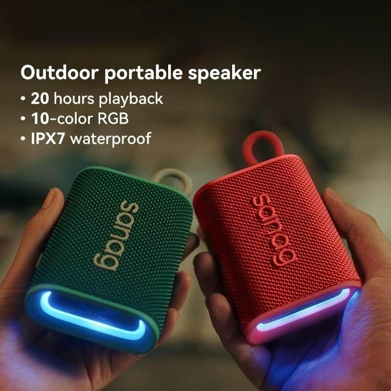 Portable 5W Bluetooth Speaker with IPX7 Waterproof, APP Control & RGB Lighting Bluetooth Speakers Gadgets Color : Black|Orange|Red|Purple 