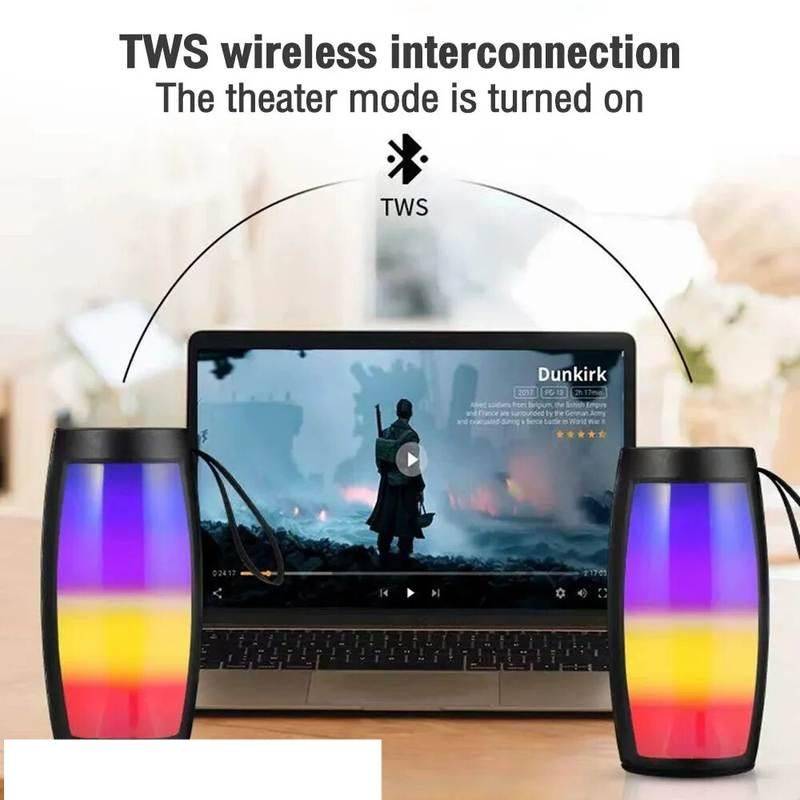 Wireless Bluetooth Speaker with LED Lights and Powerful Bass Bluetooth Speakers Gadgets Color : Black 