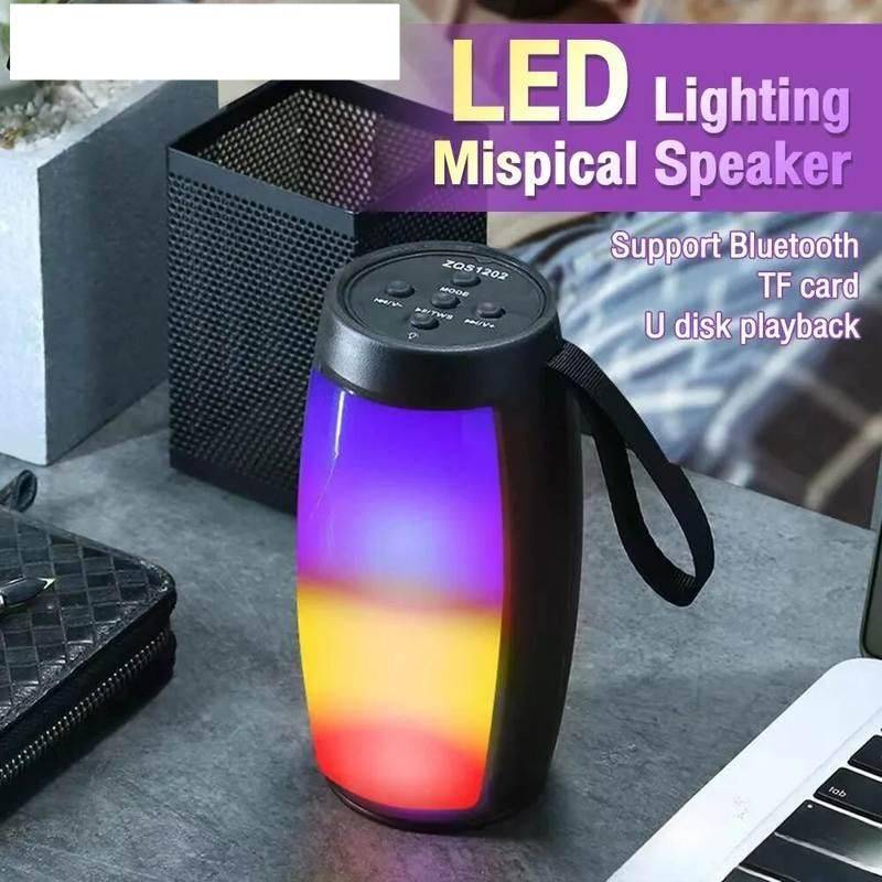 Wireless Bluetooth Speaker with LED Lights and Powerful Bass Bluetooth Speakers Gadgets Color : Black 