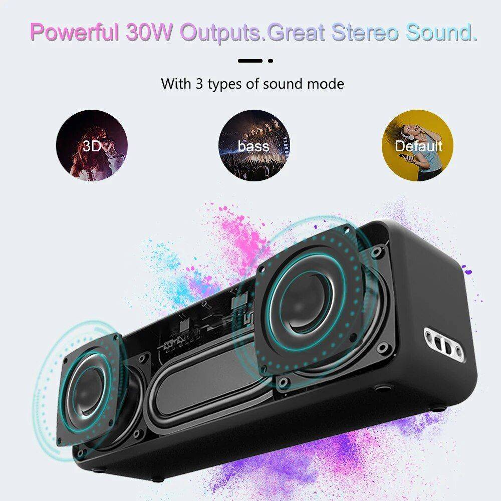 30W High-Power Portable Bluetooth 5.0 Speaker: Waterproof, Super Bass, TWS Stereo, USB-C, Long Battery Life Bluetooth Speakers Gadgets Model : X5 