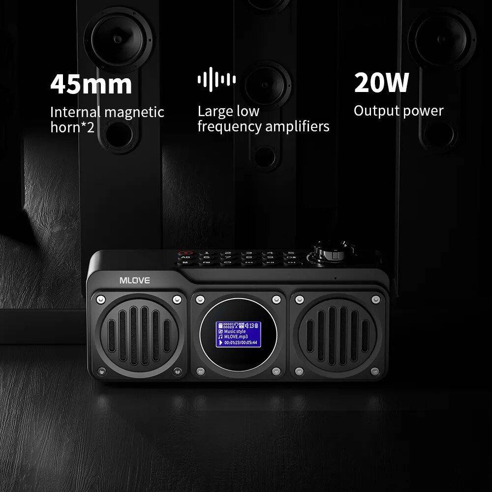 Portable Bluetooth Speaker with FM Radio, Waterproof, LCD Display; MLOVE BV810 Bluetooth Speakers Gadgets Color : Black 