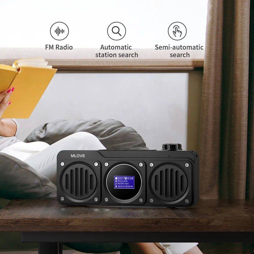 Portable Bluetooth Speaker with FM Radio, Waterproof, LCD Display; MLOVE BV810 Bluetooth Speakers Gadgets Color : Black 