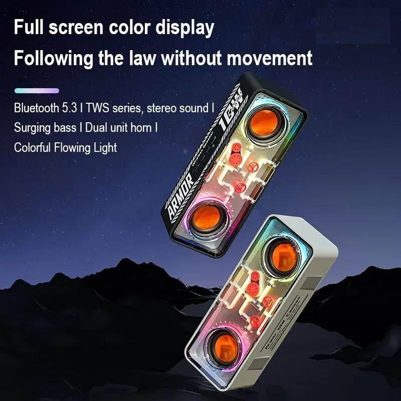 RGB Wireless Dual Speaker Bluetooth Speakers Gadgets Color : Black|White 