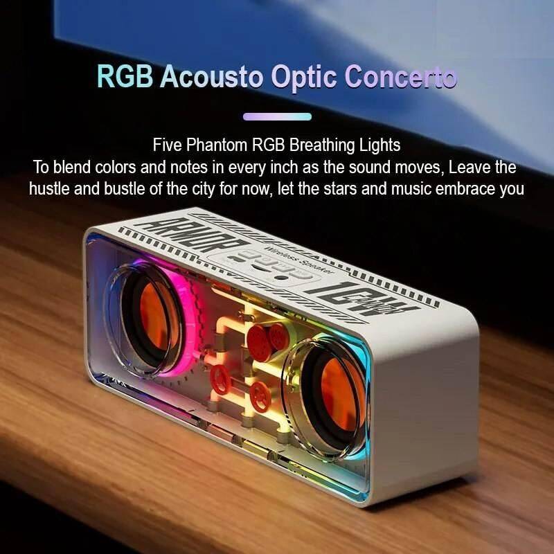 RGB Wireless Dual Speaker Bluetooth Speakers Gadgets Color : Black|White 