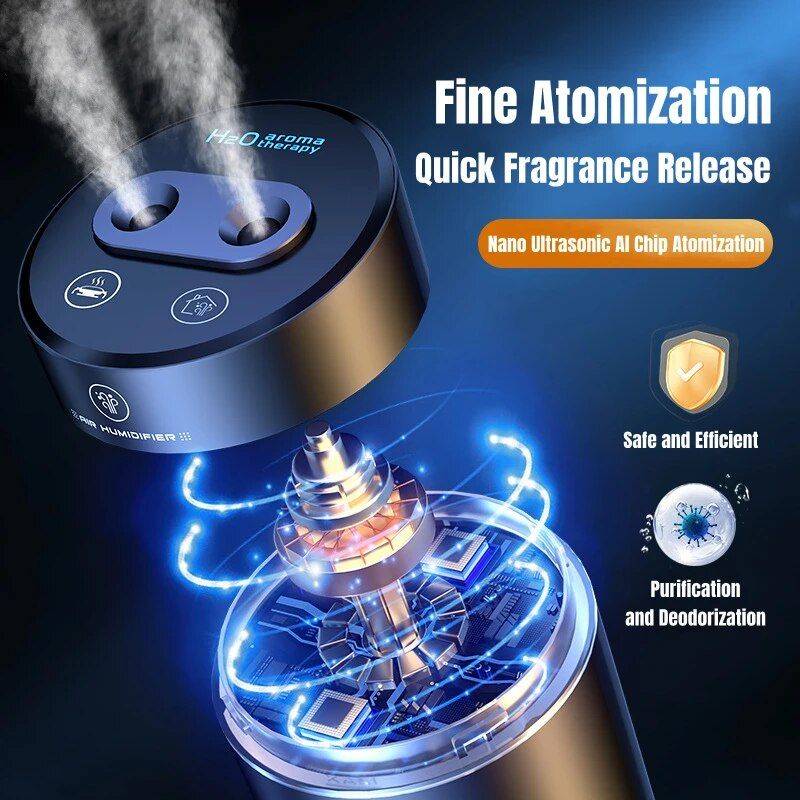 Compact 380ML Double Spray USB Car Air Humidifier and Essential Oil Diffuser with Colorful Mood Lighting Car Electronics Gadgets Color : Black 