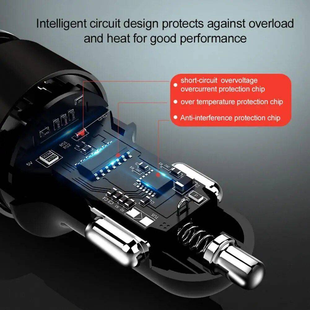 3.1A Car Charger Dual Usb Car Electronics Gadgets Color : silver|gold|red|blue|black 