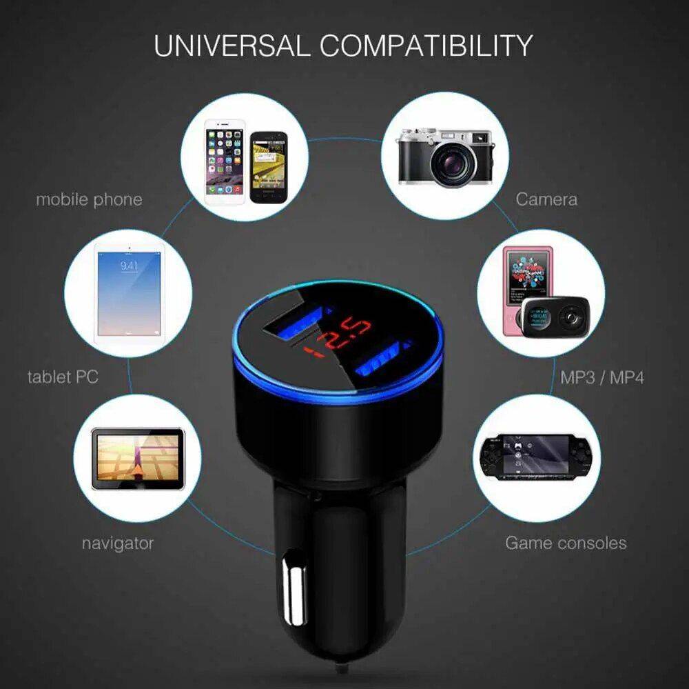 3.1A Car Charger Dual Usb Car Electronics Gadgets Color : silver|gold|red|blue|black 